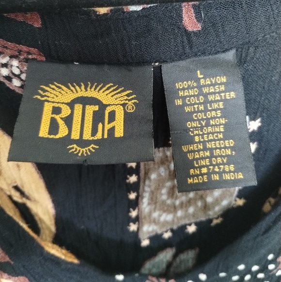 Vintage BILA Boho Elephant Print Maxi Dress Women's Size Large - Picture 6 of 6